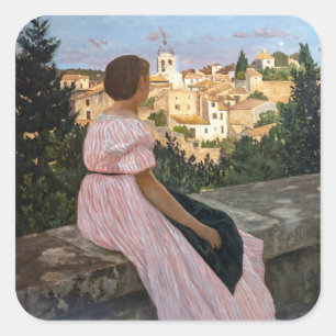 Adesivo Quadrado Frederic Bazille - O Vestido Rosa