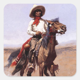 Adesivo Quadrado Frederic Remington Western Art "Um Escoteiro Regio