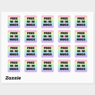 Adesivo Quadrado Free Mamãe Hugs Rainbow Stickers