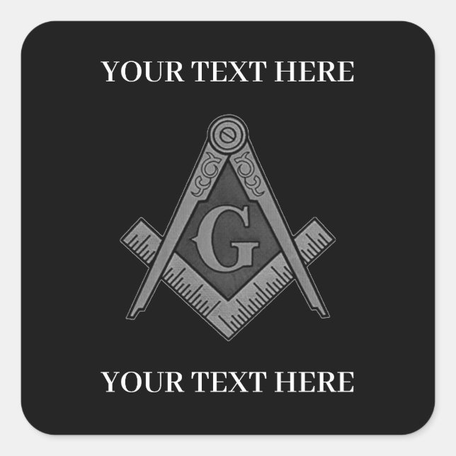 Adesivo Quadrado Freemason Square e Compass Masonry (Frente)