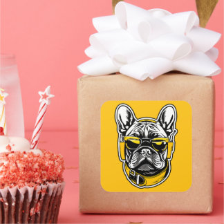 Adesivo Quadrado French Bulldog Headphones