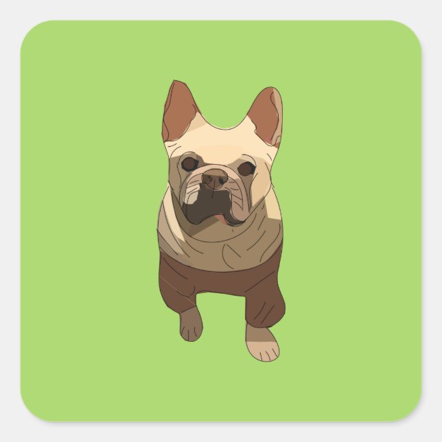 Adesivo Quadrado French Bulldog, Lime Green (Frente)