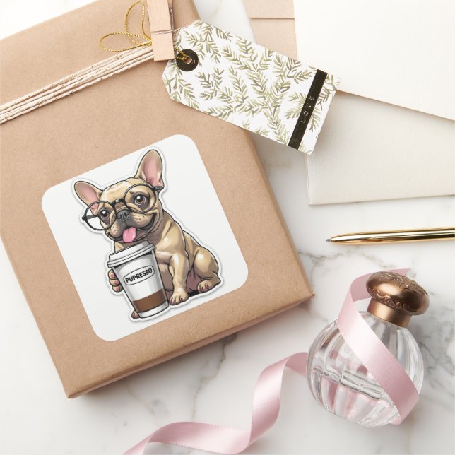 Adesivo Quadrado French Bulldog Pupresso Vibes (Presentear)