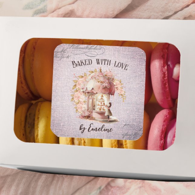 Adesivo Quadrado French Floral Paris Cafe Handmade Baked Goods (Criador carregado)