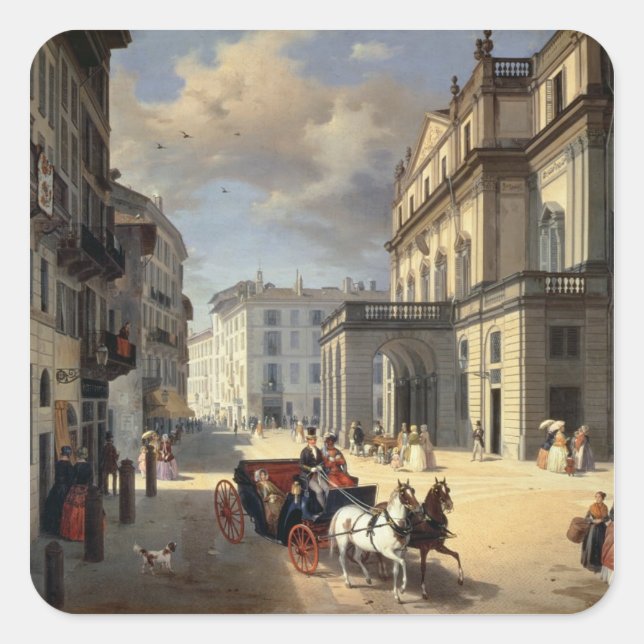 Adesivo Quadrado Frente do Teatro La Scala, 1852 (Frente)