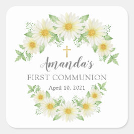 Adesivo Quadrado Fresca Daisy Floral First Communker