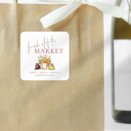 Adesivo Quadrado Fresco Do Chá de panela De Aquarelas Do Mercado