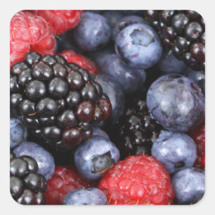 Adesivo Quadrado Fresh Blueberries, Blackberries, Raspberries