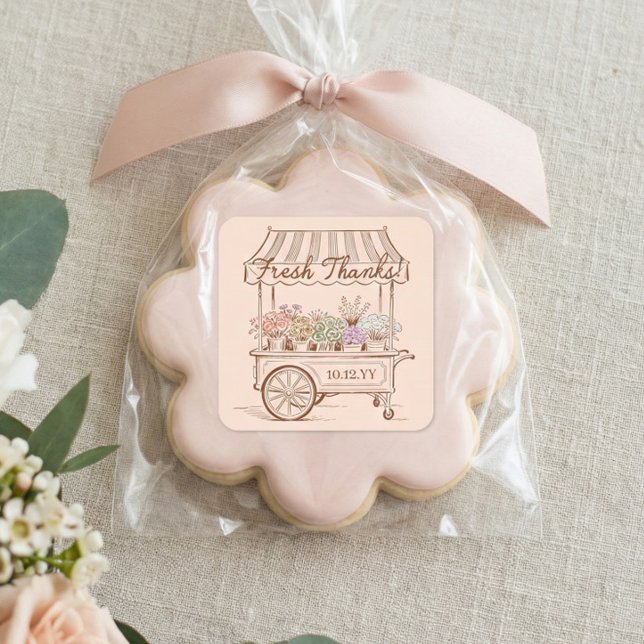 Adesivo Quadrado Fresh Off The Market Floral Cart Bridal Shower (Fresh Off The Market Floral Cart Bridal Shower Square Sticker)