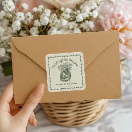 Adesivo Quadrado Fresh Off The Market Hand Drawn Bridal Shower