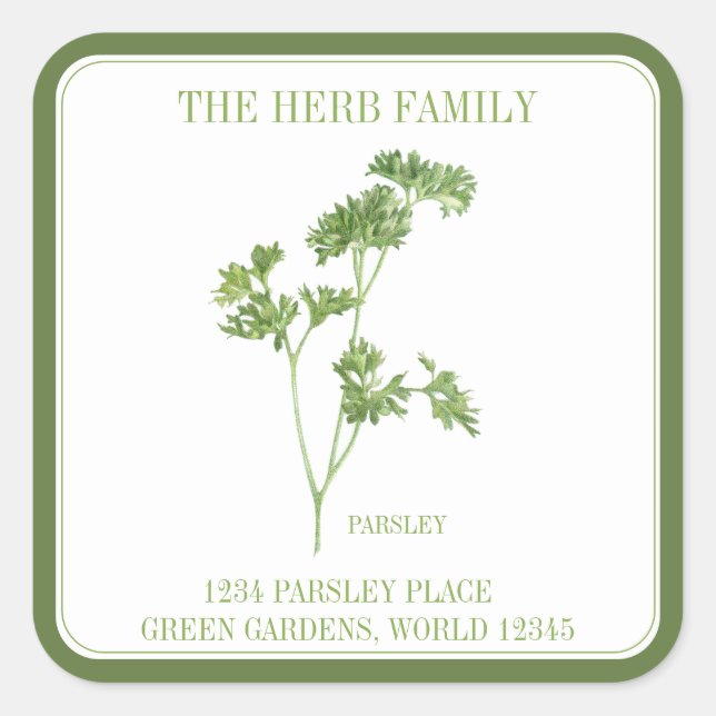 Adesivo Quadrado FRESH PARSLEY Large Square Envelope Seals - Verde (Frente)