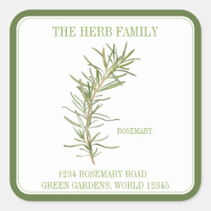 Adesivo Quadrado FRESH ROSEMARY Large Square Envelope Seals - Verde