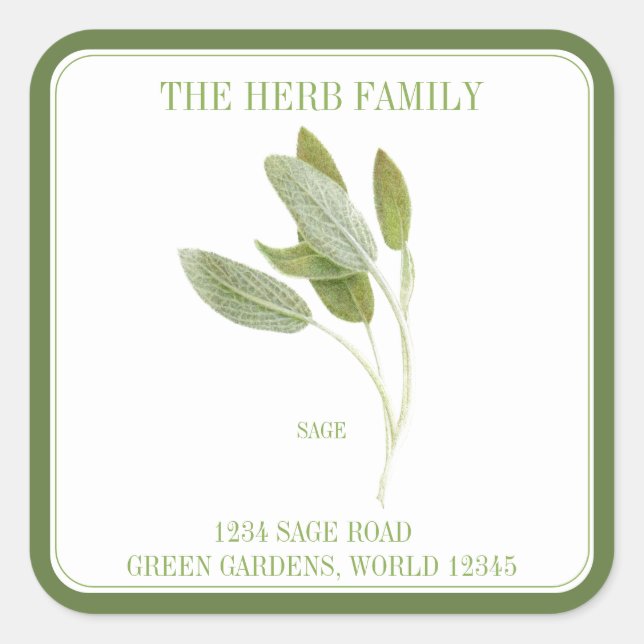 Adesivo Quadrado FRESH SAGE Large Square Envelope Seals - Verde (Frente)