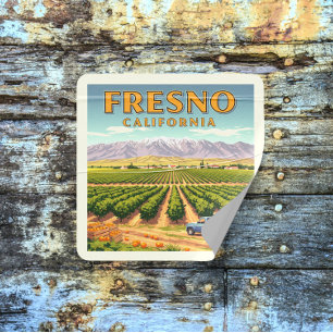 Adesivo Quadrado Fresno Califórnia Antiga