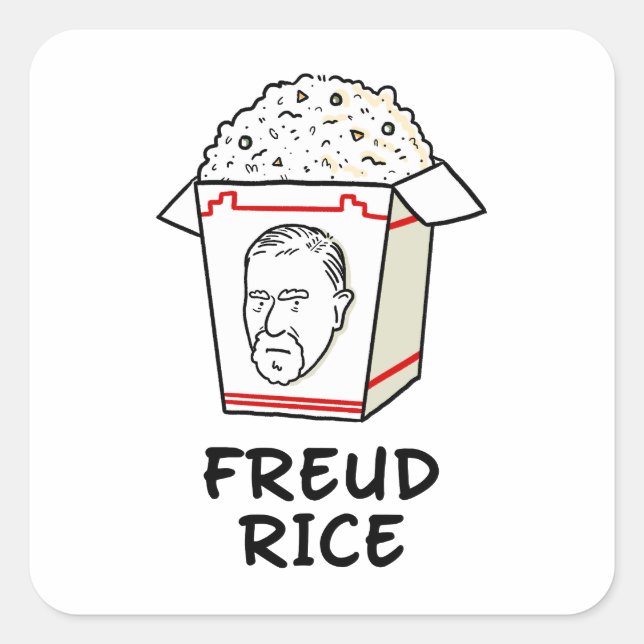 Adesivo Quadrado Freud Rice Filosofia Comida Pun Sticker (Frente)