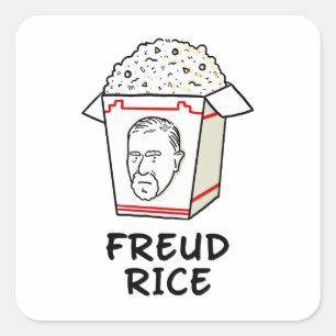 Adesivo Quadrado Freud Rice Filosofia Comida Pun Sticker
