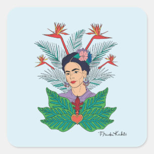 Adesivo Quadrado Frida Kahlo   Aves do paraíso