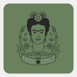 Adesivo Quadrado Frida Kahlo   Heroína