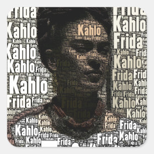 Adesivo Quadrado Frida Kahlo Lettering Portrait