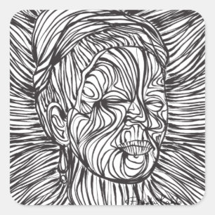 Adesivo Quadrado Frida Kahlo Lines Portrait