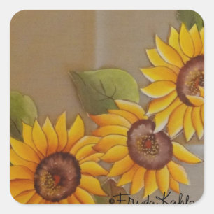 Adesivo Quadrado Frida Kahlo Painted Sunflower