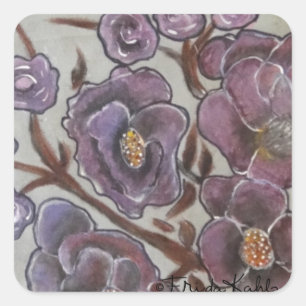 Adesivo Quadrado Frida Kahlo pintou flores