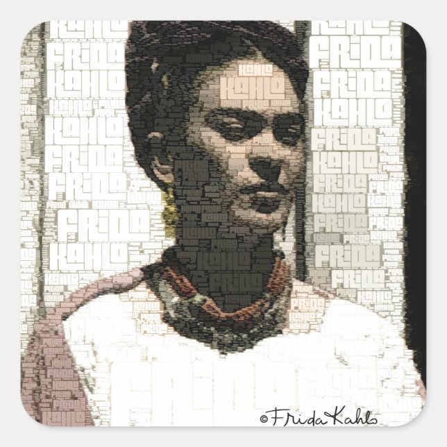 Adesivo Quadrado Frida Kahlo Textile Portrait (Frente)