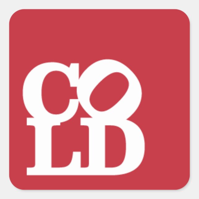 Adesivo Quadrado Frio - Branco em Vermelho (Frente)