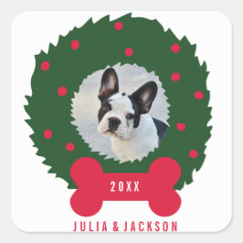 Adesivo Quadrado Frio de Natal de Lover Engraçado com Foto de Cão