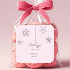 Adesivo Quadrado Frio de neve brilhante externo Flocos de neve cor-