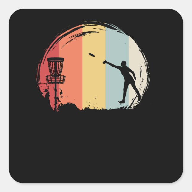 Adesivo Quadrado Frisbee Golf Retro (Frente)