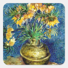 Adesivo Quadrado Fritilidades Imperiais em Copper Vase Van Gogh art