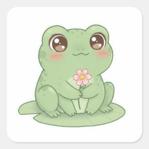 Adesivo Quadrado Frog on Lily Pad – Pure Kawaii Joy