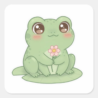 Adesivo Quadrado Frog on Lily Pad – Pure Kawaii Joy