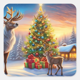 Adesivo Quadrado Frohe Weihnachten Fensteraufkleber