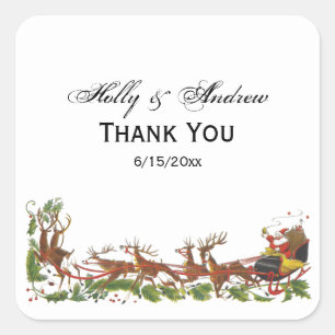 Adesivo Quadrado Fronteira de Papais noeis de Natal Sleigh Reindeer