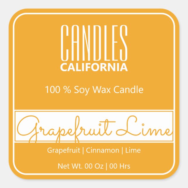 Adesivo Quadrado Fronteira Quadrada Moderna Simples Velas Amarelas  (Frente)