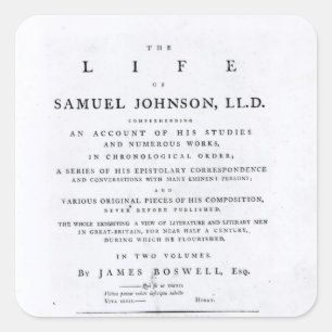 Adesivo Quadrado Frontispício, 'da vida de Samuel Johnson