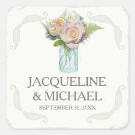 Adesivo Quadrado Frotas Russas Mason Jar Script Typografia