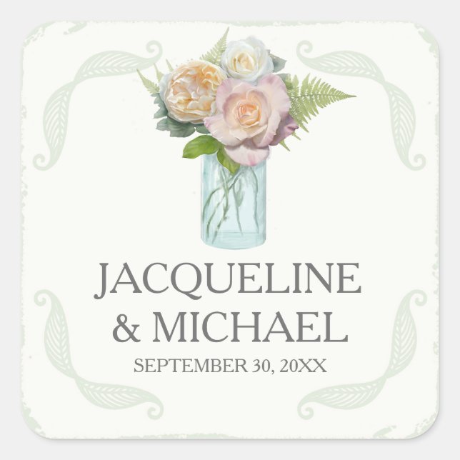 Adesivo Quadrado Frotas Russas Mason Jar Script Typografia (Frente)