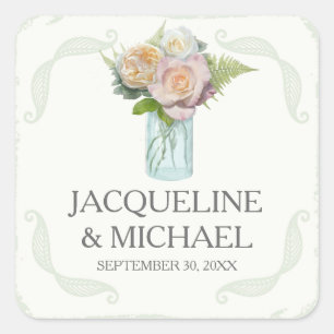 Adesivo Quadrado Frotas Russas Mason Jar Script Typografia