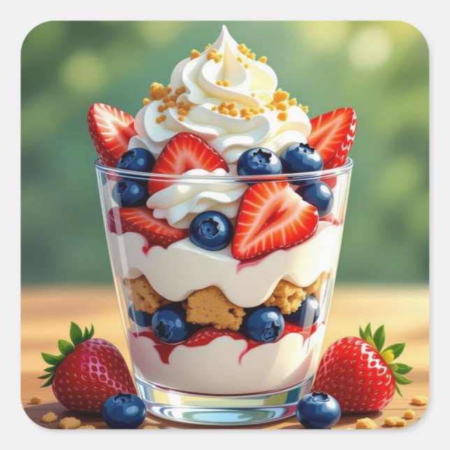 Adesivo Quadrado Fruit and Yogurt Parfait (Frente)