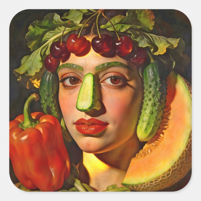 Adesivo Quadrado Fruits of Expression – A Surreal Portrait (Frente)