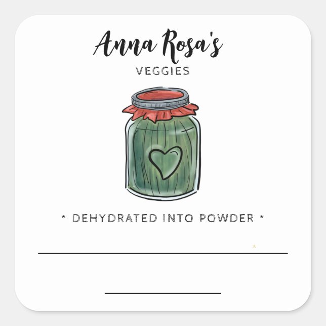 Adesivo Quadrado * Fruta AP30 Desidratado Jar Labels Verde (Frente)