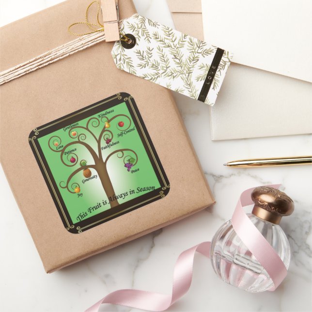 Adesivo Quadrado Fruta Cristã da Vinheta Espirituosa (Presentear)