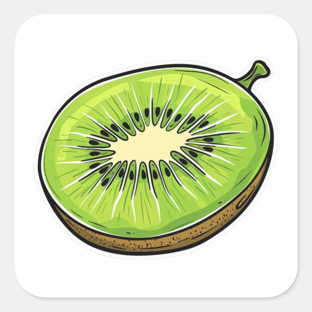 Adesivo Quadrado Fruta de Kiwi giro - Fresca e divertida! (Frente)