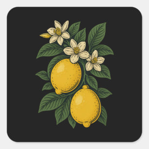 Adesivo Quadrado Fruta Limon Vintage Art Lemon Fazenda