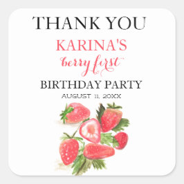 Adesivo Quadrado Fruta Strawberry primeiro aniversario Summer