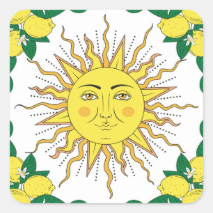 Adesivo Quadrado Frutas Tropicais De Limão, Face Solar.