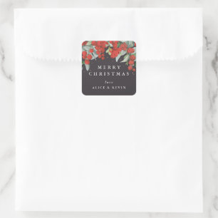 Adesivo Quadrado Frutas Vermelhas+Eucalipto Feliz Natal/Personaliza